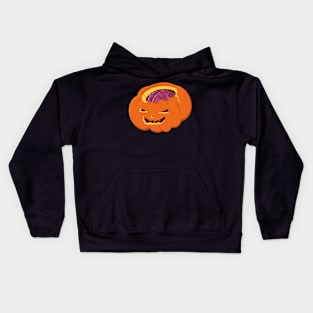 Spooky Jack O Lantern With Brain Kids Hoodie